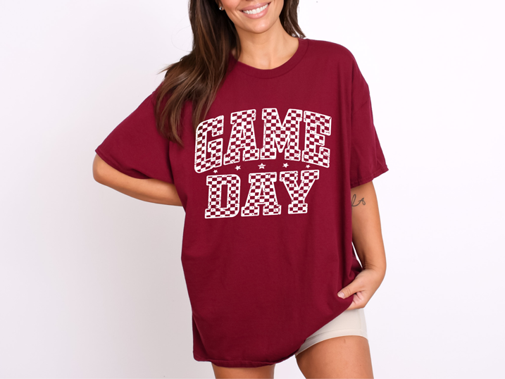 Checkered GameDay Shirt ~ DryBlend Relaxed Fit Unisex Team Colors Gameday Shirt