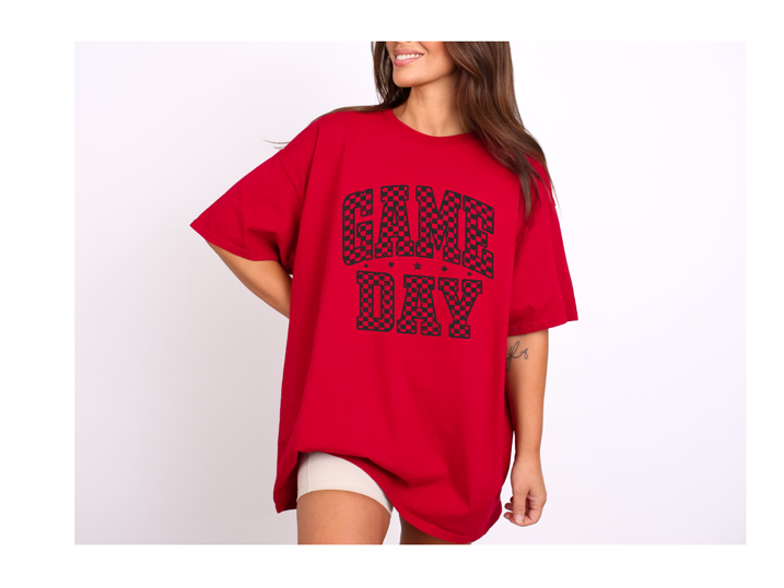 Checkered GameDay Shirt ~ DryBlend Relaxed Fit Unisex Team Colors Gameday Shirt