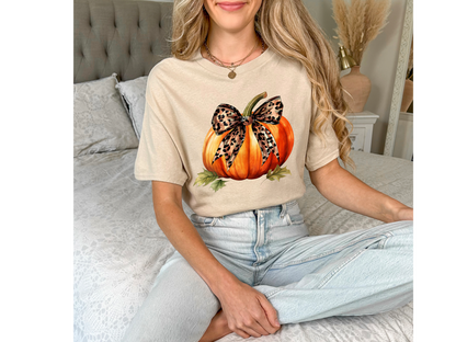 Pumpkin Bow T-Shirt Dryblend T-Shirt Halloween Shirt GenX Fall Vibe Coquette Pumpkin Shirt