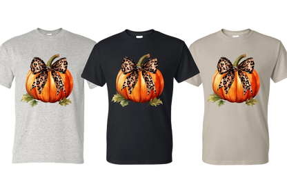 Pumpkin Bow T-Shirt Dryblend T-Shirt Halloween Shirt GenX Fall Vibe Coquette Pumpkin Shirt